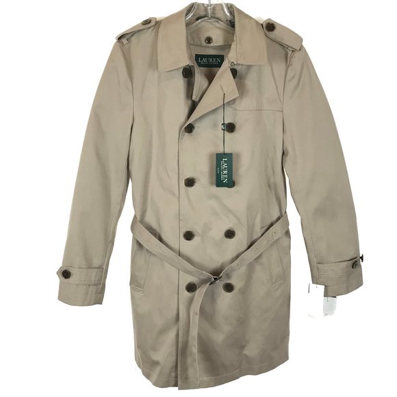 NWT Womens Size 12 Lauren Ralph Lauren Beige Belted Spring Trench Coat NEW - Picture 1 of 4